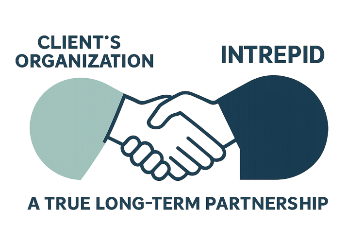 a graphic depicting Intrepid as an extension of our clients organizations a true longterm partnership-1